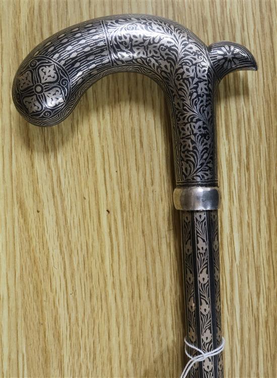 A white metal sword stick 94cm